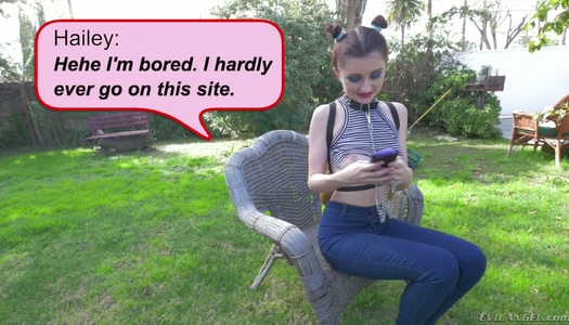 Pretty petite chick Hailey is impaled on hard and meaty shlong porn pics