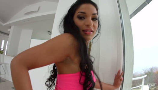 Two big dicks is not a problem for lustful bootyful brunette Nancy porn pics