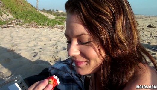 Too whorish and voracious brunette Audrina Ashley teases a cock on the beach porn pics
