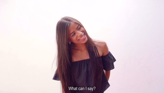 Cute teen Karin Torres gives an interview porn pics