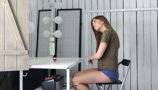 Sensual teen Monika takes off clothes and shows off charming pussy porn pics