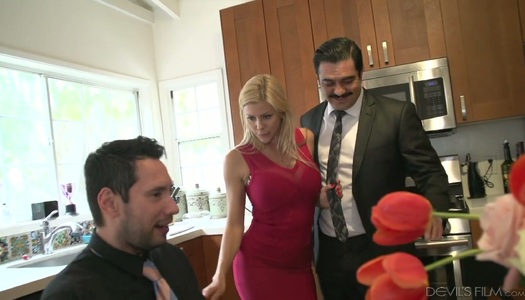 Cuckold husband allows his friend to fuck face and twat of whore wife Alexis Fawx porn pics