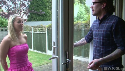 Cute nextdoor chick Christen is fucked right on the kitchen table porn pics