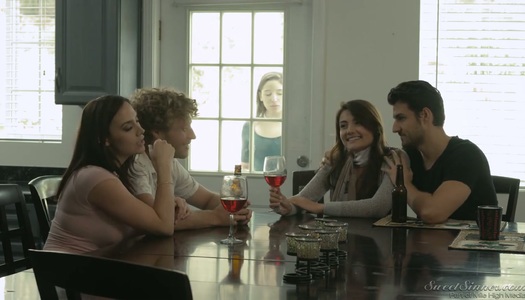 Sizzling hottie and her boyfriend have passionate sex in the kitchen porn pics