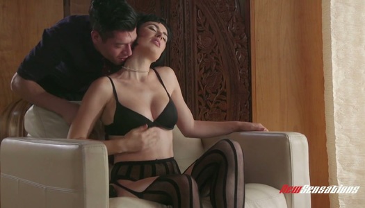 Passionate brunette Olive Glass gets intimate with her handsome man porn pics