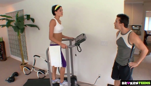 Fitness chick Ashdon James is fucked by horny fitness instructor at the gym porn pics