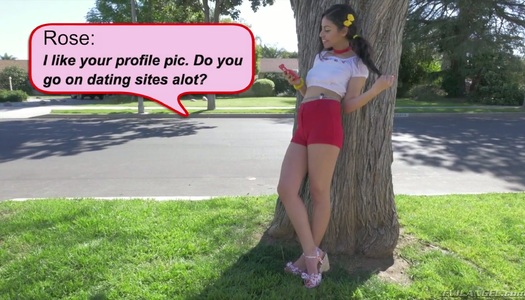 Yummy nextdoor chick Rose Darling gets acquainted with a huge dick of one dude form hookups site porn pics