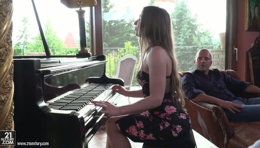 Sexy Russian pianist Nicole Pearl hooks up with two well endowed guys porn pics