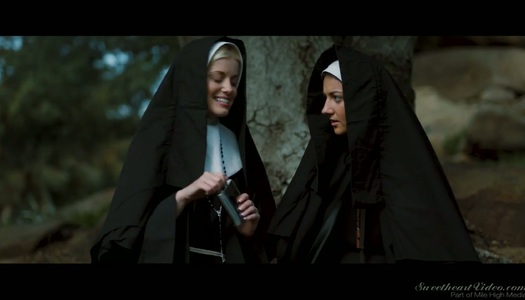 Sinfully beautiful babe Penny Pax is making love with nun outdoor porn pics