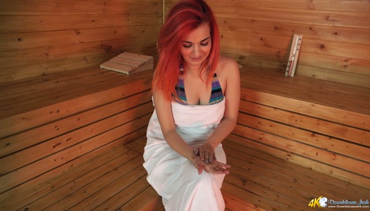 Stunning red haired teen Dolly shows off her captivating tits porn pics