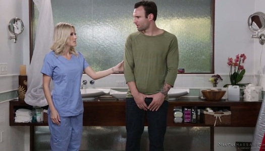 Skilled masseuse Blake Morgan serves her boyfriend at the highest level porn pics