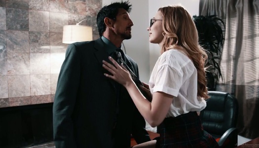 Filthy college chick in short kilt skirt Alexa Grace is fucked by her teacher porn pics