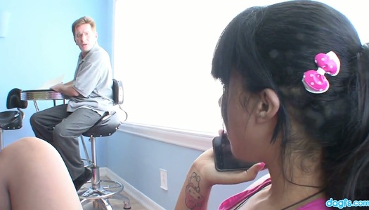 Alluring black hottie Momoko Mitchell hooks up with one white dude porn pics