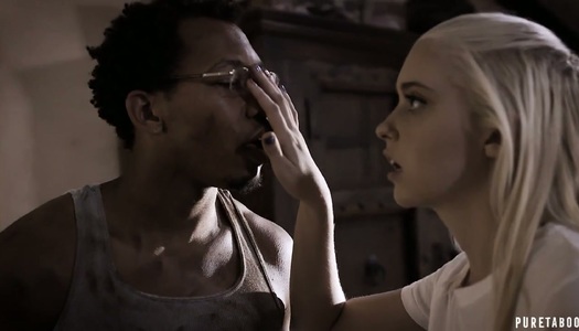 Homeless black dude fucks pretty hot blond babe Chloe Cherry porn pics