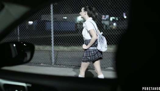 Sexy student in kilt skirt Ashley Adams is picked up and fucked by stranger porn pics