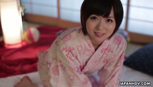 Two perverts enjoy toying hairy pussy of sexy milf in kimono You Asakura porn pics