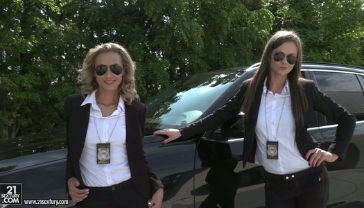 Naughty chick Tina Kay enjoys threesome sex ending up with ass-to-mouth episode porn pics