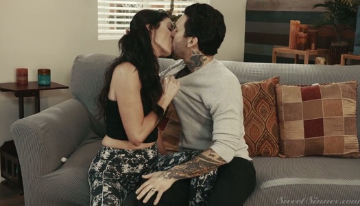 Gorgeous brunette Silvia Saige takes cumshots on her big boobs with perky nipples porn pics