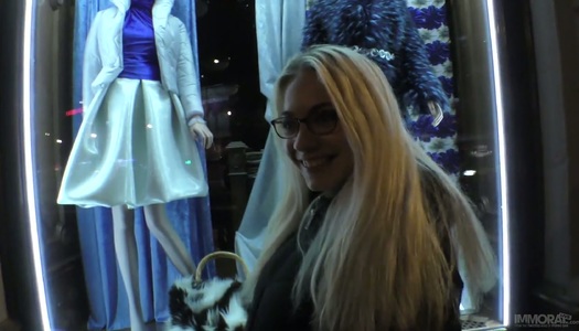 College chick in short kilt skirt Sofia Knox hooks up with one kinky dude porn pics