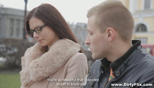 Nerdy brunette in glasses Margarita C Peachy is fucked on the first date porn pics