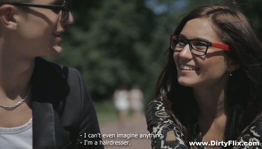 Lovely babe in glasses Foxy gets intimate with one guy on the first date porn pics