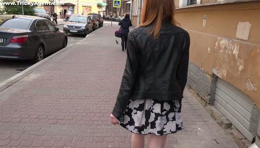 Tricky porn agent fucks pretty hot Russian red haired student Lili Fox porn pics