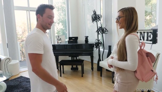 Tanned blonde Moka Mora is having crazy quickie with hot blooded boyfriend porn pics