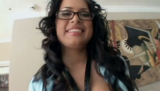 Posing naked Eva Angelina wins a dick for sucking and riding it porn pics