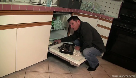 Horny housewife Natasha fucks sexy plumber man on the couch porn pics