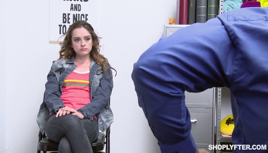 Kinky dude punishes and fucks pretty teen Lily Glee for shoplifting porn pics