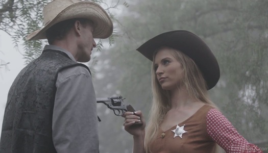Sexy sheriff Lana Sharapova is fucked by stranger right in the garden porn pics