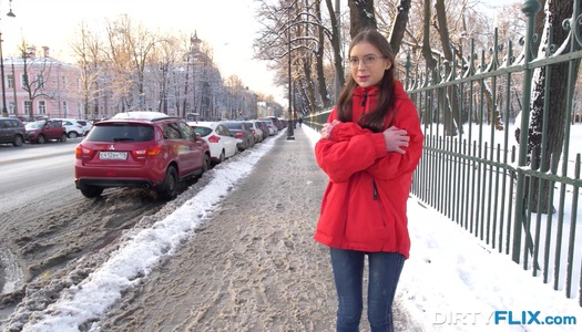 Nerdy girl in glasses Selena enjoys casual anal sex with stranger boy porn pics