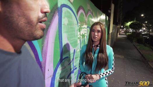 Super sexy tranny Cristal Starr is fucked by hot blooded stranger porn pics