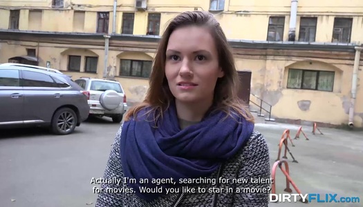 elder man picks up pretty Russian girl for XXX movie porn pics