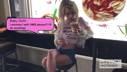 Whorish blond chick is face fucked and jizzed by one kinky stranger porn pics