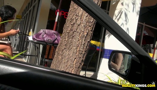 Too voracious whore Jessica Amore is ready to suck a cock right in the car porn pics