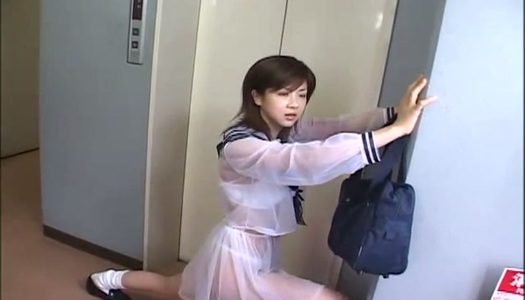 Stupid Jap teen Aki Hoshino rides subway in the sailor outfit porn pics