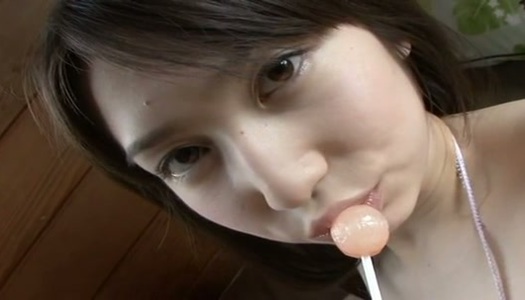 Horny student Kaori Ishii sucks a lollipop and desires to masturbate porn pics