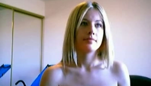 Curvaceous blonde chick exposes her goodies on webcam video porn pics