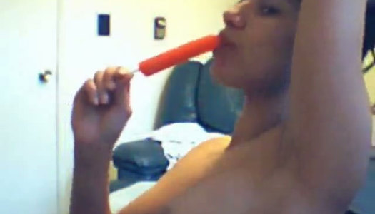 Comely Latina teen fucks herself with ice cream stick porn pics
