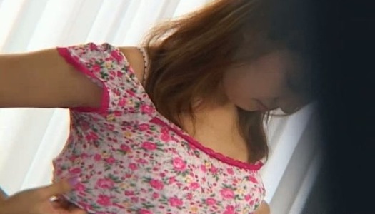 Dainty Japanese chick Maho Aizawa flashes her boobies and ass porn pics