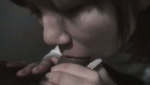 Amateur chick Riho Mishima giving blowjob in the public restroom porn pics