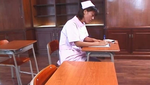 Lewd Japanese nurse Reimi Aoi shows off her beaver in cam porn pics