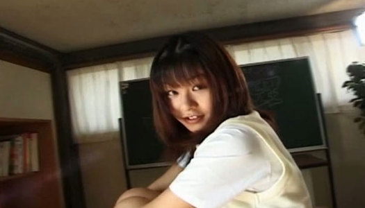 Chubby face Eiri Ueno teases you showing what is under her skirt porn pics