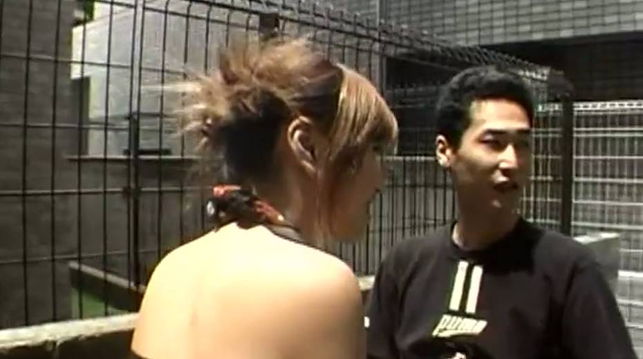 Skinny Japanese girl gives deepthroat blowjob on a balcony - 13. pic