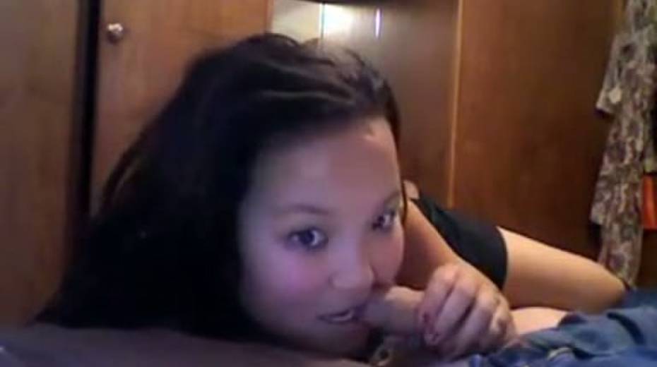 Cute Asian girlie with rounded booty gives BJ and jumps on hot cock - 2. pic