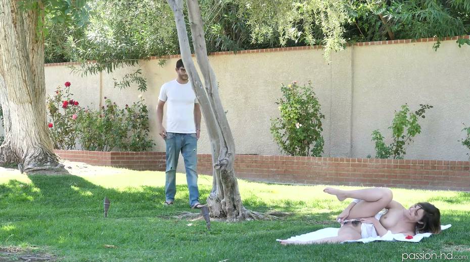 Lewd babe with juicy boobies Dillion Harper gets her pussy fucked on the lawn - 5. pic