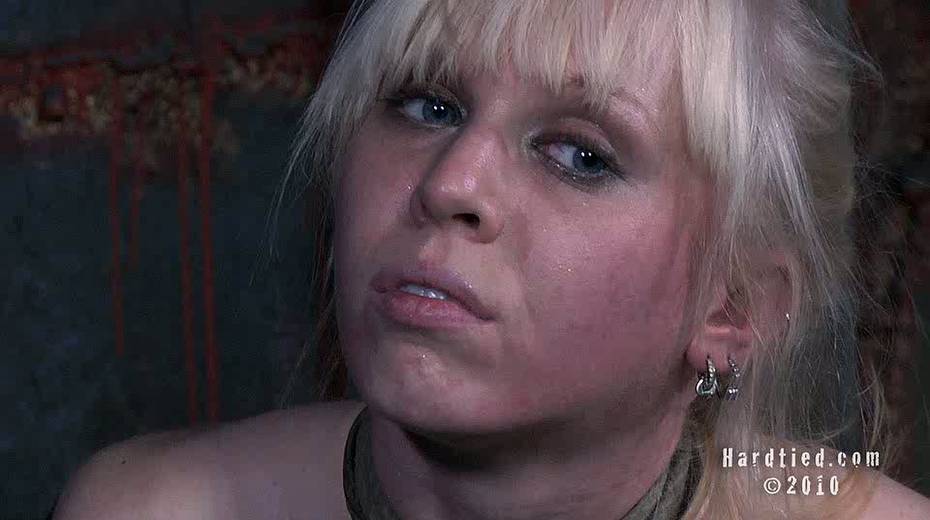 Chick with tattoo on her hip is tied up and fucked with stick - 12. pic