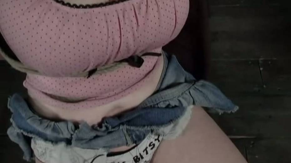 Super juggy brunette looking like nerdy is suspended by hair - 12. pic