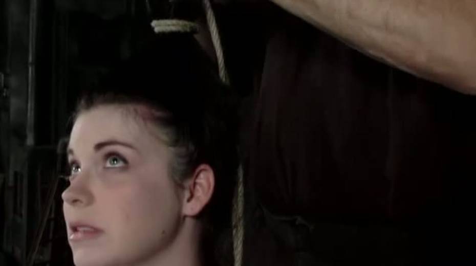 Super juggy brunette looking like nerdy is suspended by hair - 13. pic